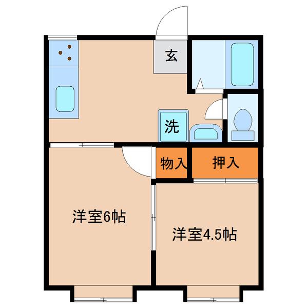 フォーブル横山(2DK/1階)の間取り写真