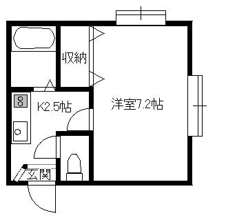 LUNAアズーリ(1K/1階)の間取り写真
