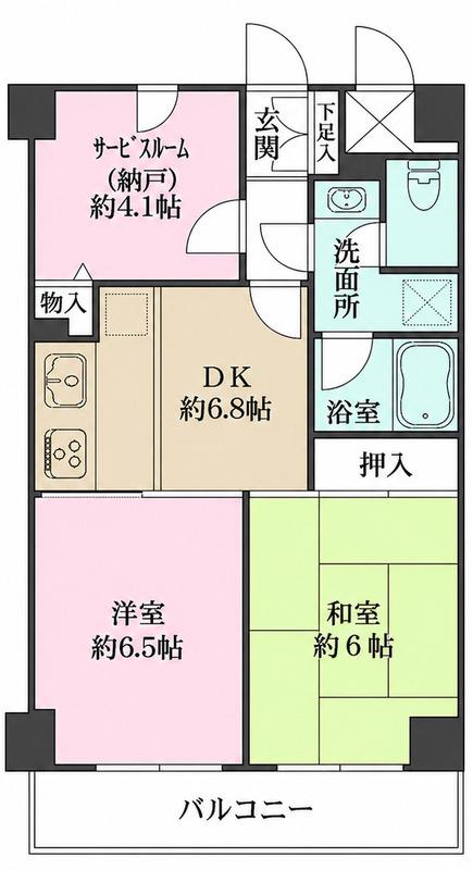 藤和小机コープⅢ(2SDK/1階)の間取り写真