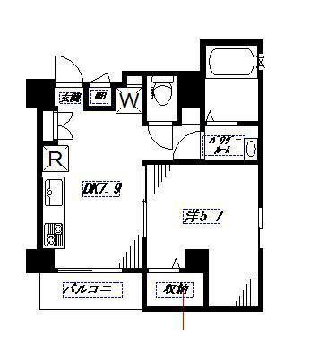 PALAIS DE FLORA(1DK/3階)の間取り写真