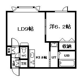 ロワールB(1LDK/2階)の間取り写真