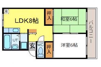 プレジール鹿野(2LDK/2階)の間取り写真