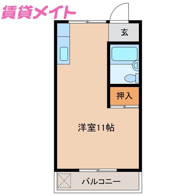 米川ハイツ(ワンルーム/2階)の間取り写真