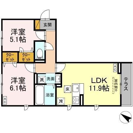 BLOOM(2LDK/1階)の間取り写真