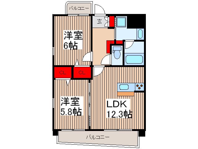 アロッジオ(2LDK/2階)の間取り写真