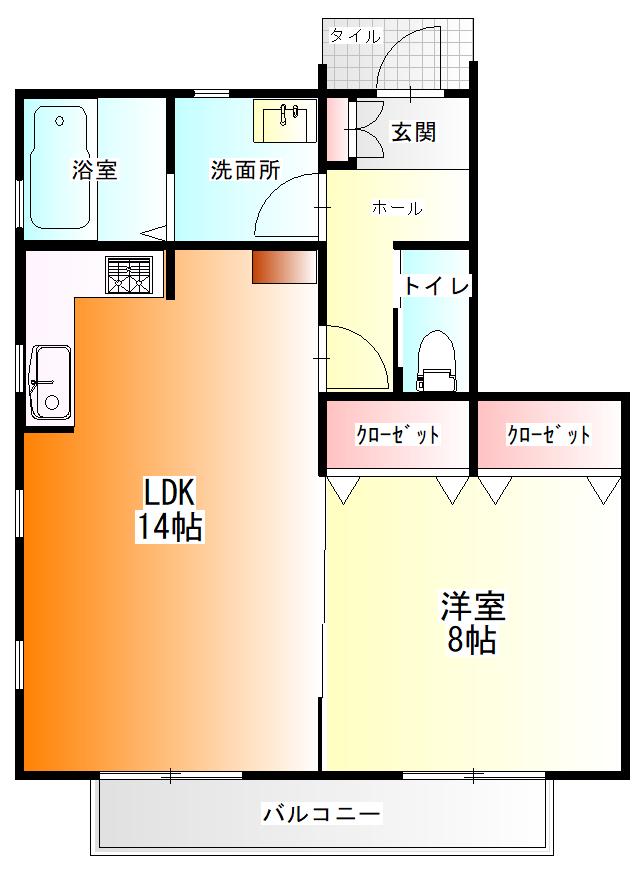 グランシュマンH(1LDK/1階)の間取り写真
