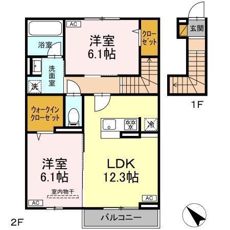 SAGINUMA GARDEN COURT SERENUS(2LDK/2階)の間取り写真