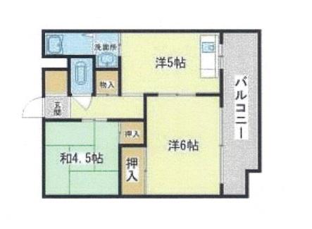 歌野マンション(2DK/2階)の間取り写真