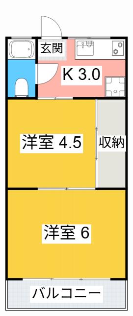 丸和ビル(2K/2階)の間取り写真