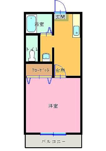 シャルムA(1K/2階)の間取り写真