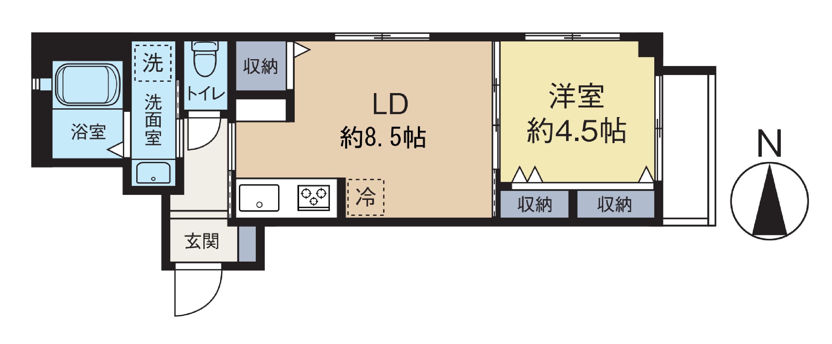 ミタカテラス(1LDK/4階)の間取り写真