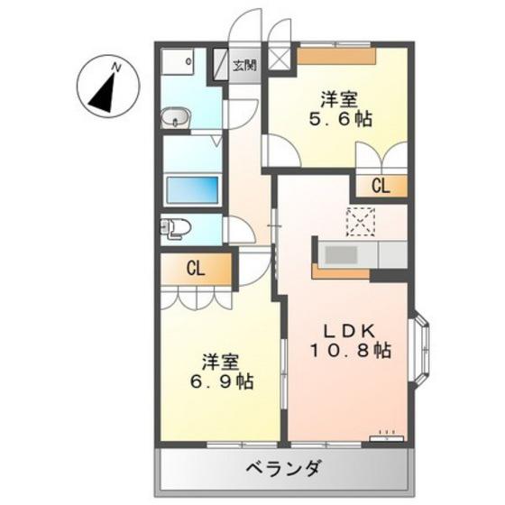 ＪＲ山陽本線 安芸中野駅 徒歩14分 2階建 築17年(2LDK/2階)の間取り写真