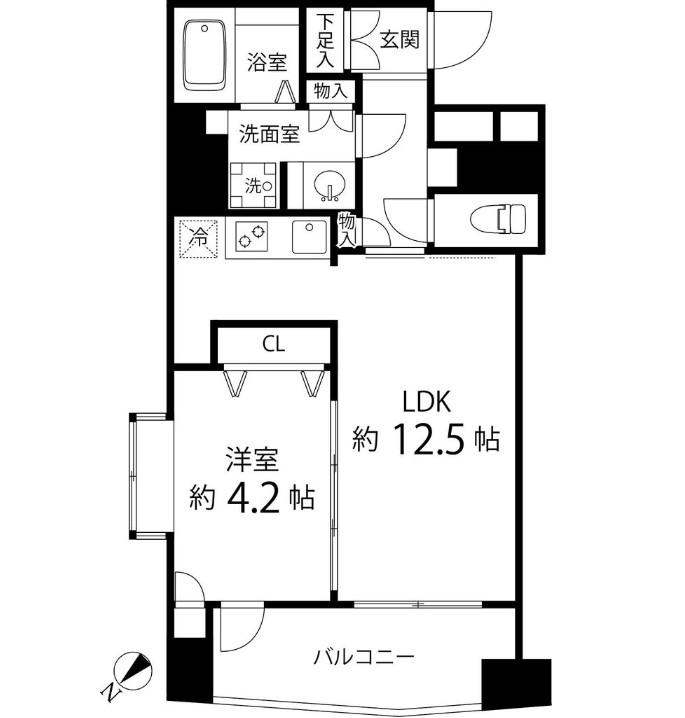 レニール本駒(1LDK/4階)の間取り写真