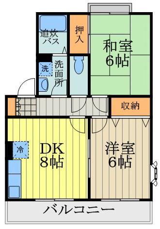シャトレーJINDAI(2DK/2階)の間取り写真