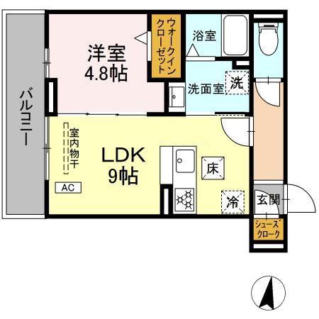 D PAINA 中丸子(1LDK/1階)の間取り写真