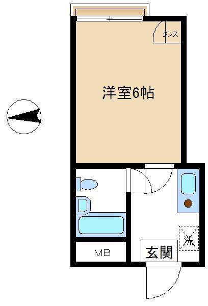 ハイツ大一(1K/2階)の間取り写真