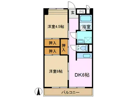 鴨居駅前ビル(2DK/5階)の間取り写真