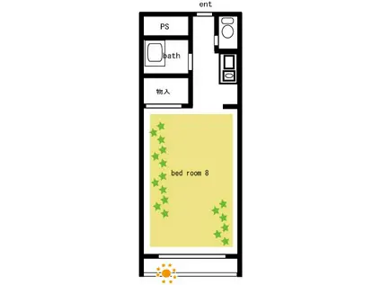 エクセルコートB(ワンルーム/2階)の間取り写真