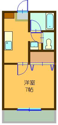 テラス玉川学園II(1K/2階)の間取り写真