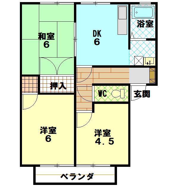 ＪＲ山陽本線 藤生駅 徒歩27分 2階建 築33年(3K/2階)の間取り写真