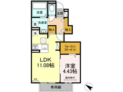 プランドール.IV(1LDK/1階)の間取り写真