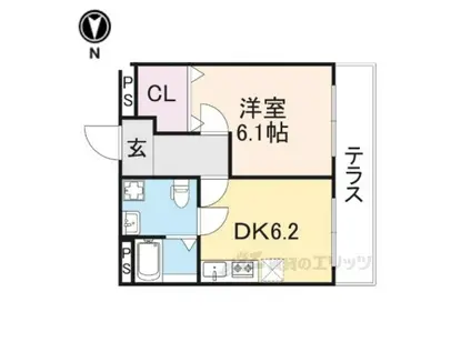 ラビタ柳町Ⅱ(1DK/1階)の間取り写真