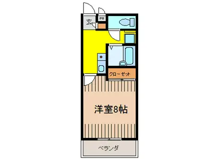 石田II(1K/1階)の間取り写真