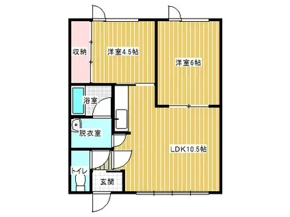 飛田ハイツA棟(3LDK/1階)の間取り写真