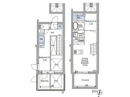 イプセ代々木上原RESIDENCE(2LDK/地下階)の間取り写真