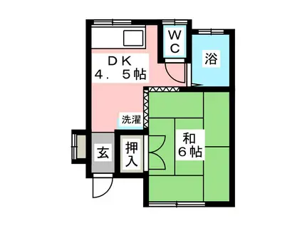 浅間町ハイツ(1DK/1階)の間取り写真
