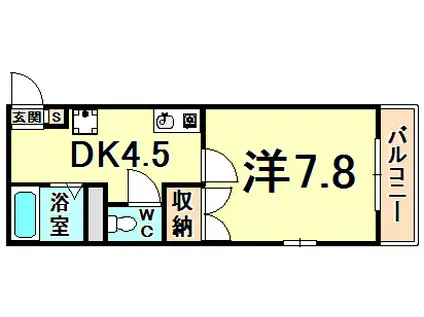 ヴィラージュ七松(1K/1階)の間取り写真