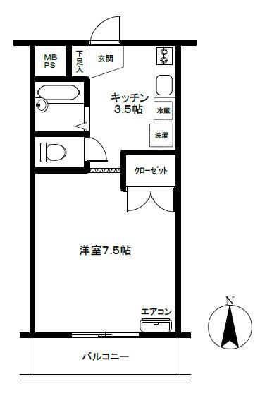 プティ・ソレイユ(1K/2階)の間取り写真