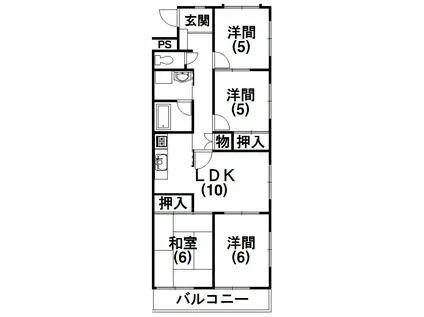 マンション寺田(4LDK/2階)の間取り写真