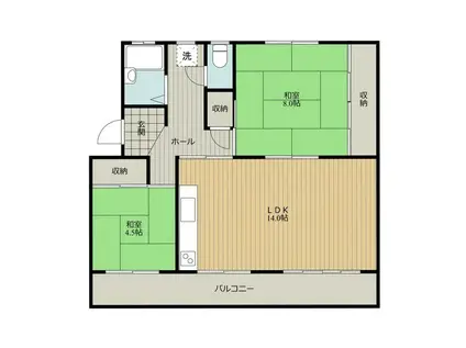 コーポ布野III(2LDK/1階)の間取り写真