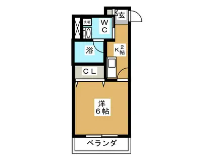 カフ・ホームU(1K/2階)の間取り写真
