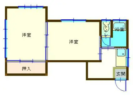 大山アパート(2K/1階)の間取り写真