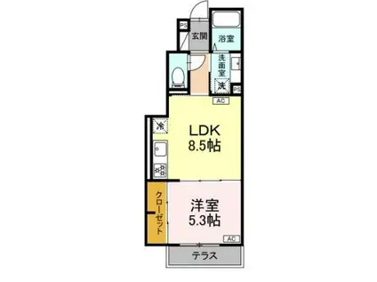 東野川1丁目PJ A棟(1LDK/1階)の間取り写真