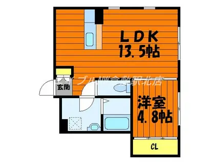 ＪＲ山陽本線 中庄駅 徒歩25分 2階建 築6年(1LDK/2階)の間取り写真