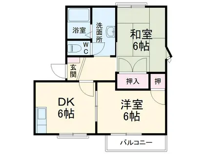 フレグランス石川 A(2DK/1階)の間取り写真