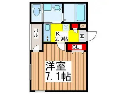 ティアラ与野本町(1K/3階)の間取り写真