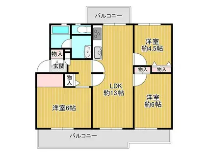 内野中央団地(3LDK/4階)の間取り写真