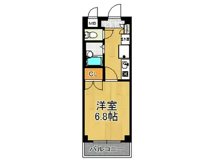 グランローティス赤坂(1K/3階)の間取り写真