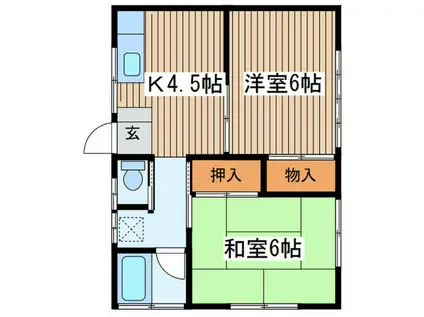 中津川荘(2K/2階)の間取り写真