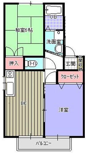 セジュール栄B(2DK/2階)の間取り写真