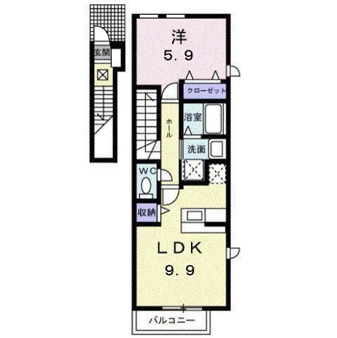 ネオハイムD(1LDK/2階)の間取り写真