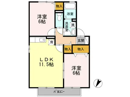 LINKS GARDENI(2LDK/2階)の間取り写真