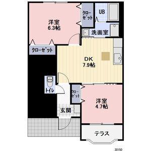 マウルール(2DK/1階)の間取り写真