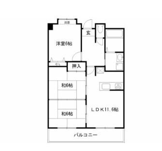 サニーリバー(3LDK/1階)の間取り写真