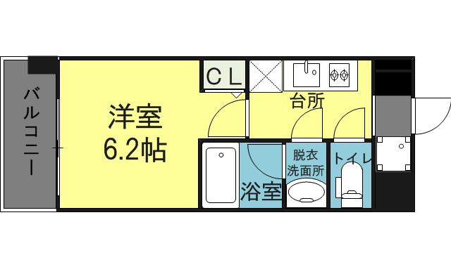 スプランディッド難波(1K/15階)の間取り写真