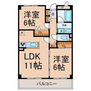 レジデンス渡辺(2LDK/1階)の間取り写真